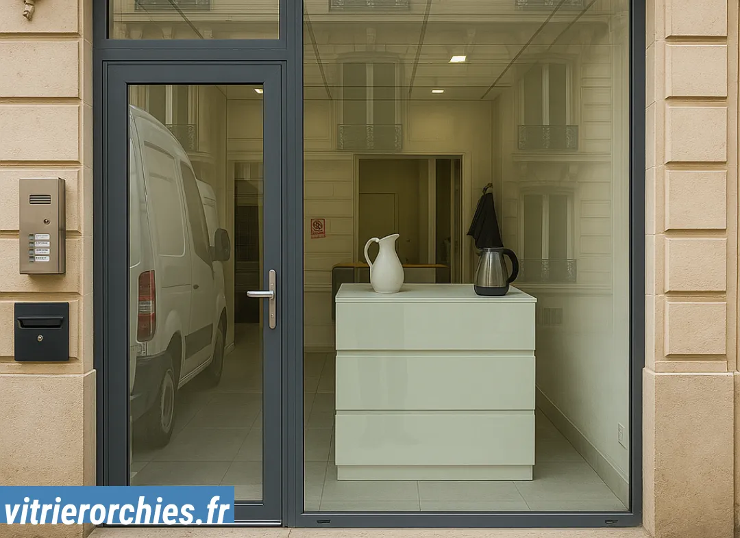 Façade vitrine de magasin en aluminium sur mesure à Orchies